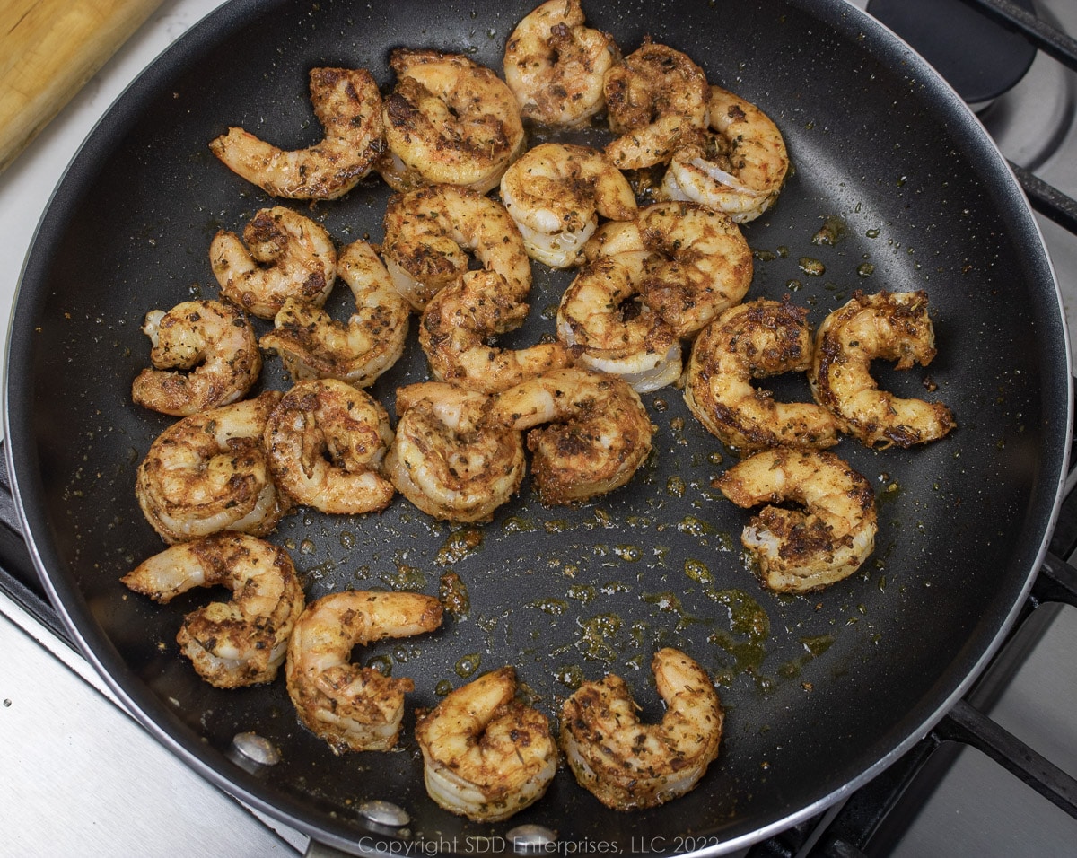 sautéed shrimp in a pan