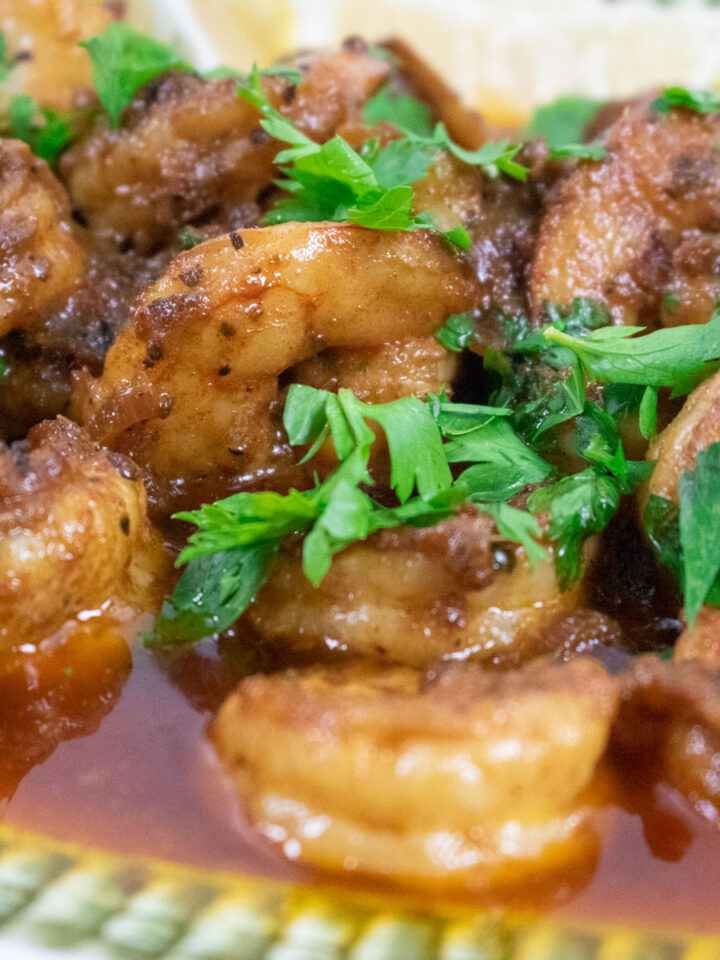 creole shrimp scampi with parsley garnish