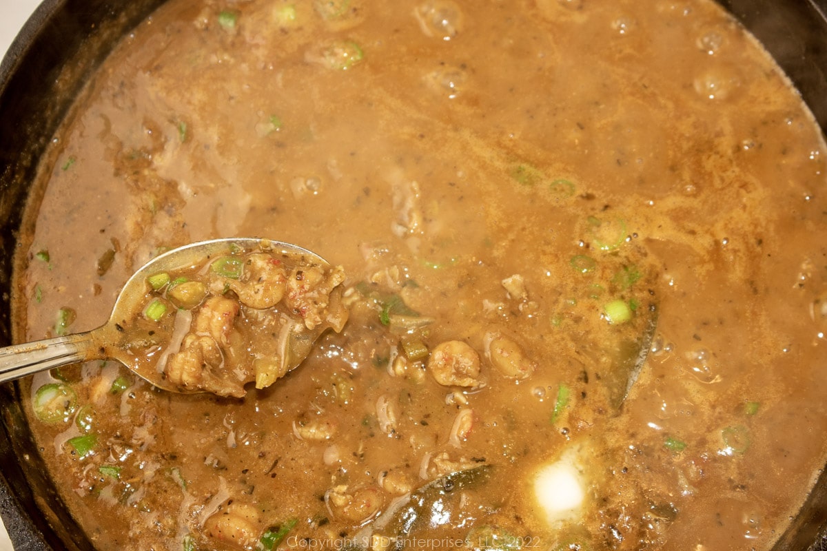 crawfish etouffee in a dutch oven