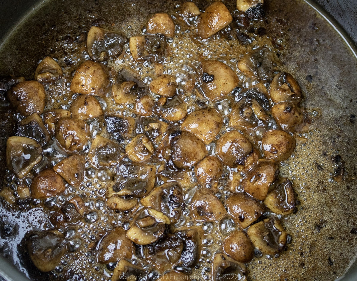 mushrooms browning in butter