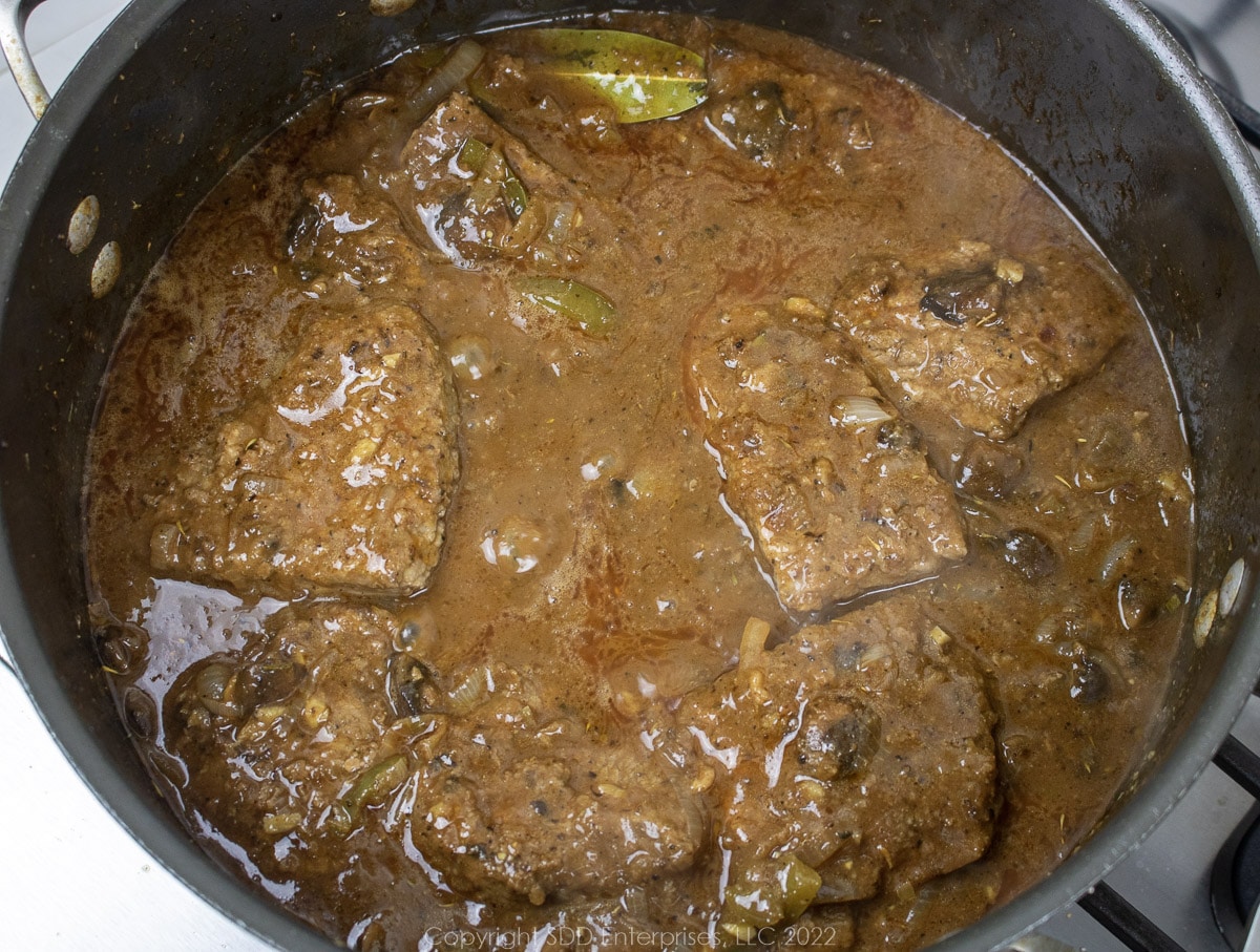 round steak smothering in gravy