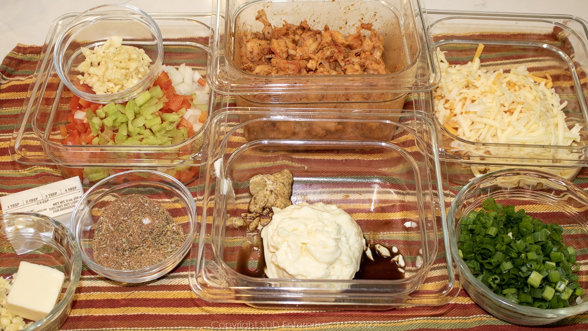 prepared ingredients for crawfish bread