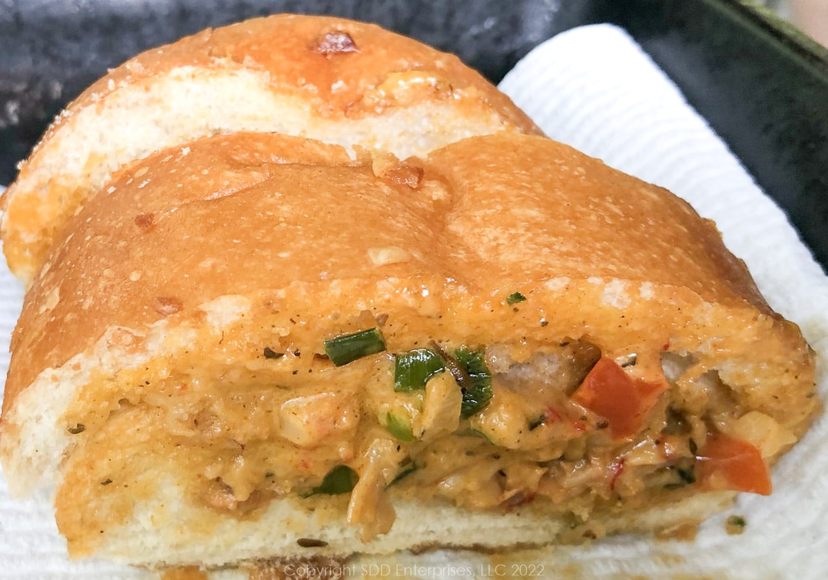 a slice of crawfish bread