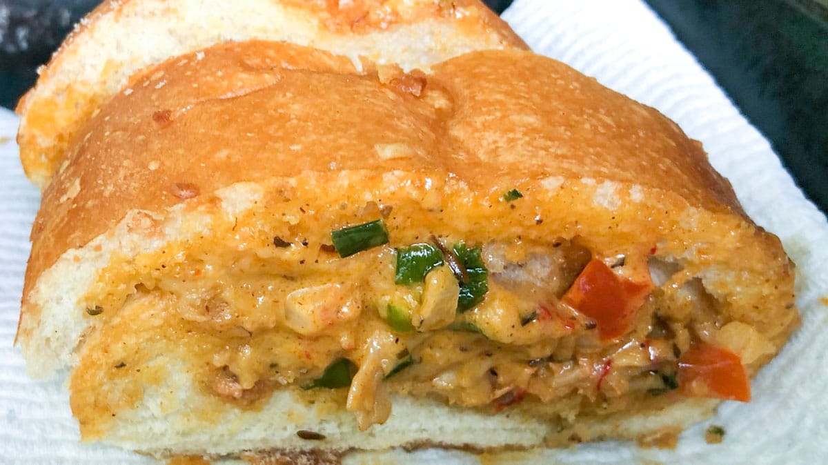 a slice of crawfish bread