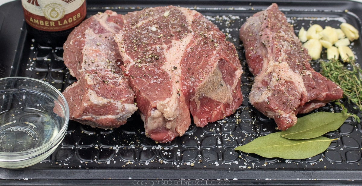 beef chuck roast trimmed and seasoned