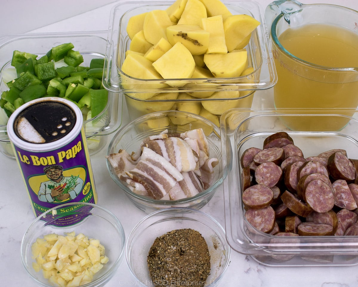 prepared ingredients for smothered potatoes