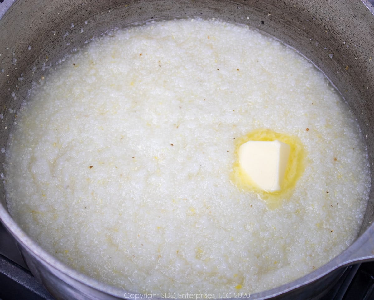 butter in cooked grits