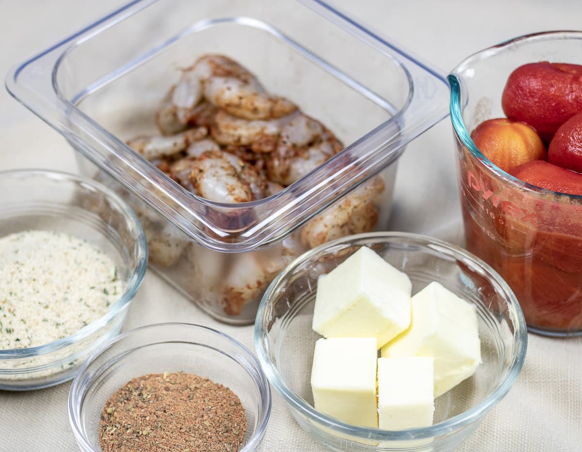 prepared shrimp and other ingredients for a recipe