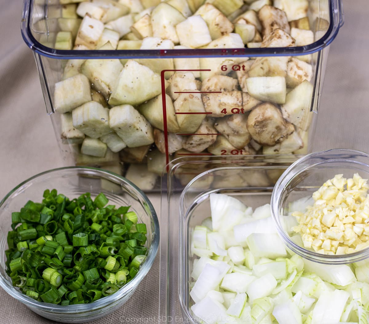 prepared ingredients for a recipe