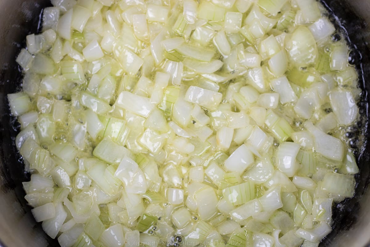 onions sautéing in butter