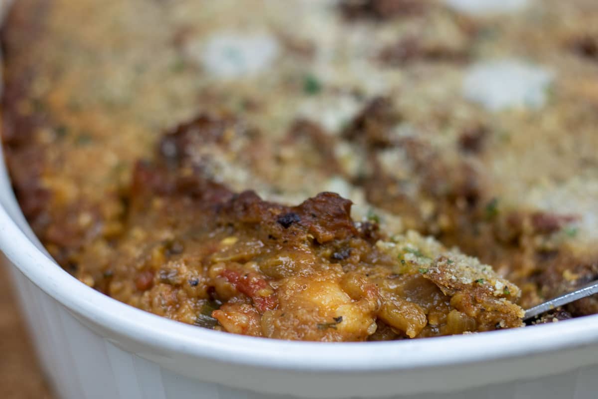 a spoonful of eggplant casserole