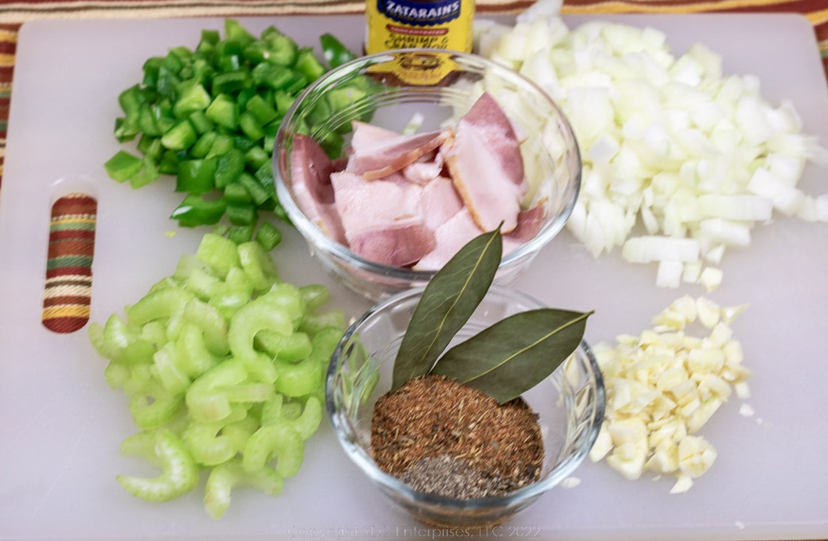 prepared ingredients for white beans