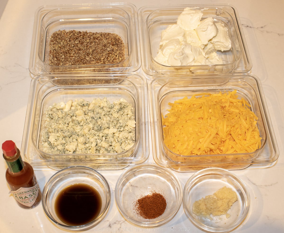prepared ingredients for cheese ball