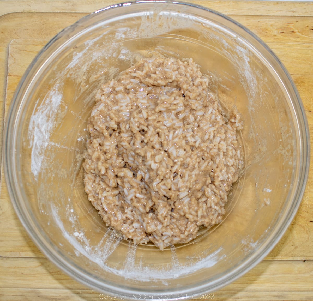 batter for calas in a glass bowl