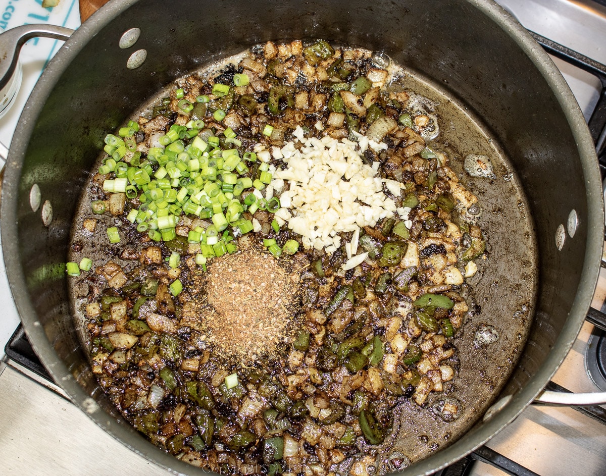 aromatics added to the trinity in a dutch oven