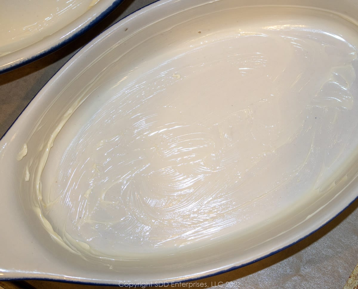 prepared baking dish with butter