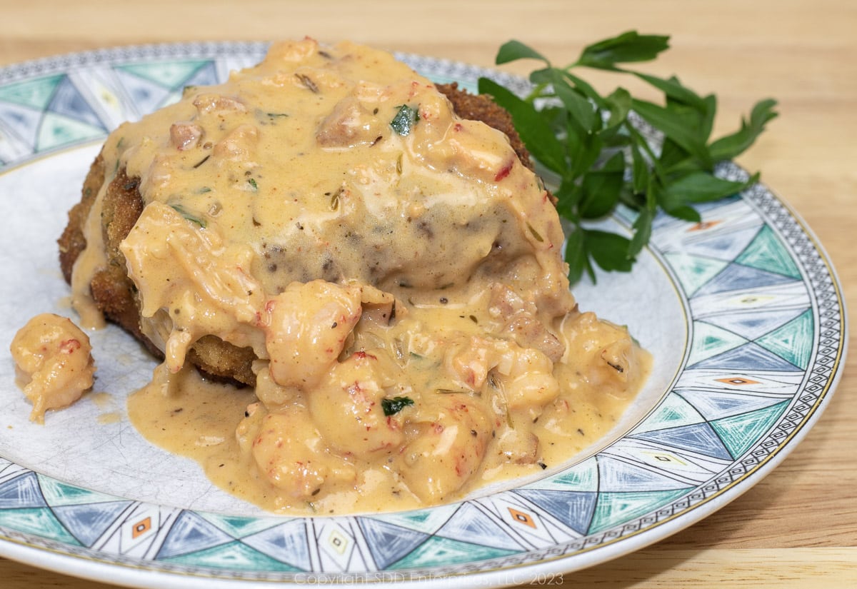crawfish butter sauce served over chicken breast