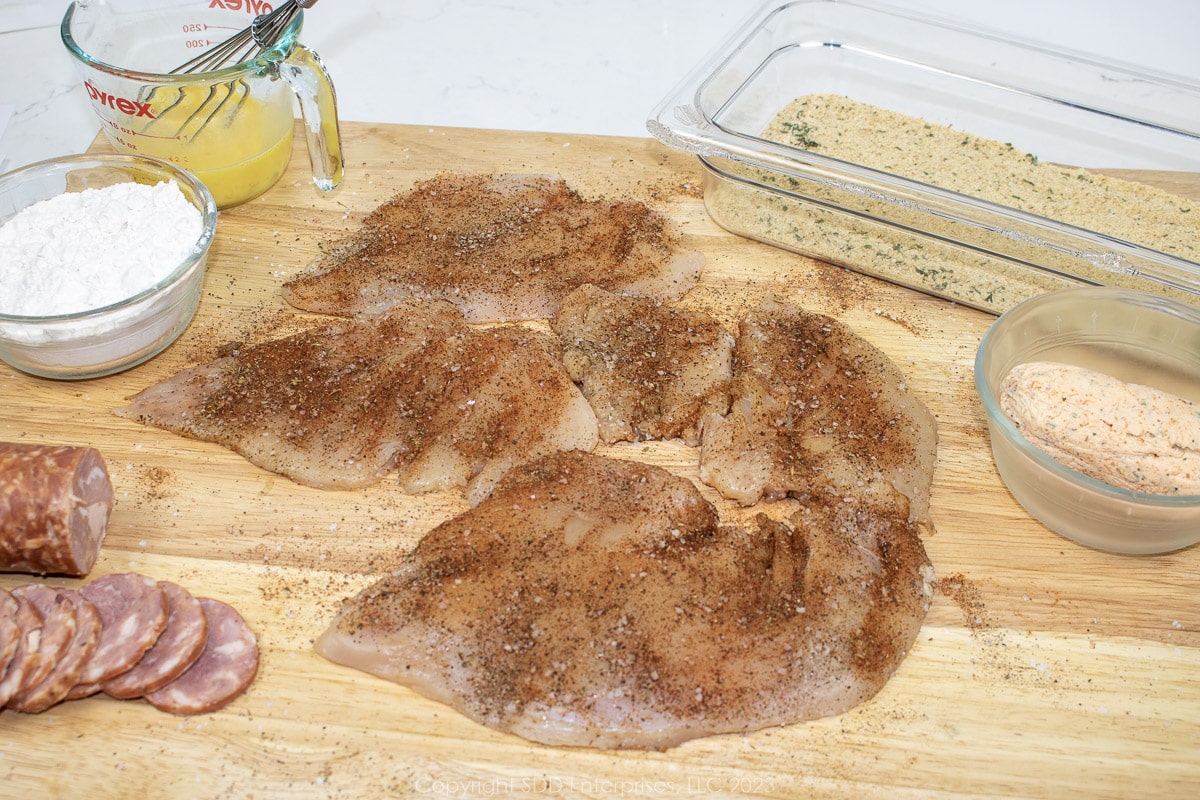 prepared ingredients for Cajun Chicken Kiev