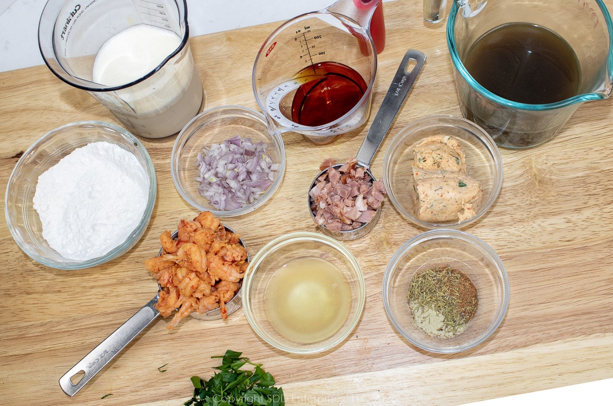 prepared ingredients for crawfish butter sauce