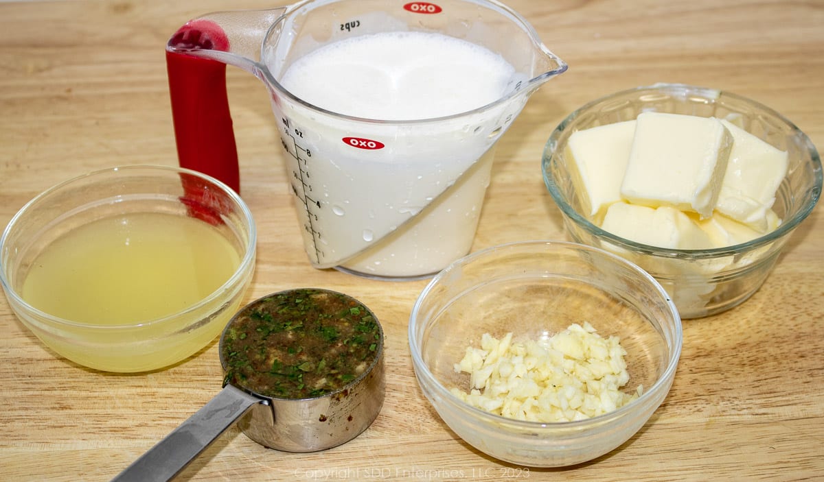 prepared ingredients for cream sauce