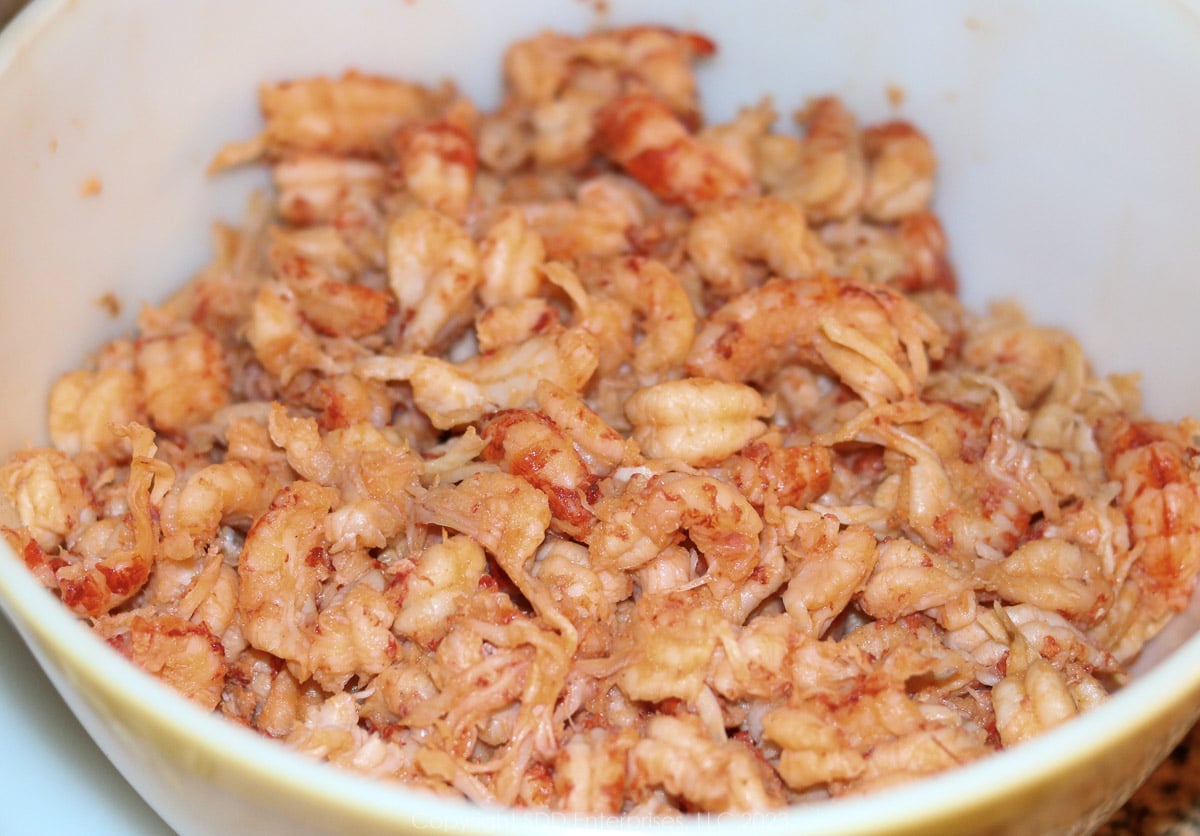 crawfish tails in a bowl