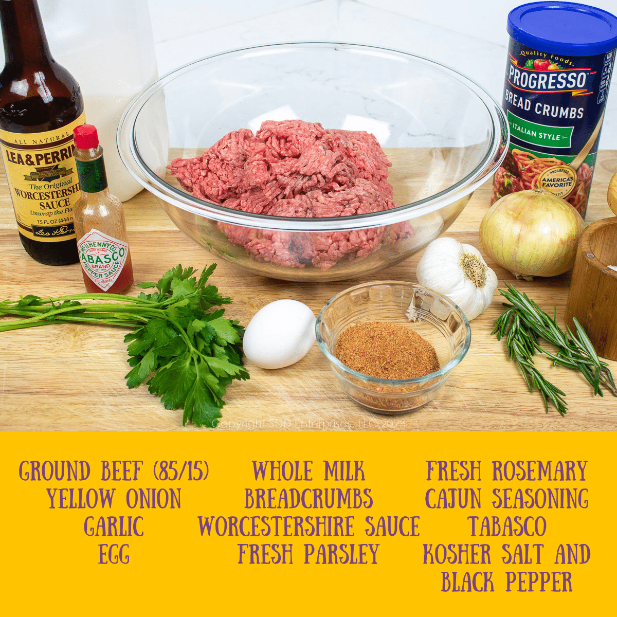 Ingredients for Salisbury Steak patties.