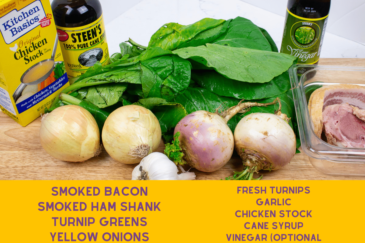 ingredients for smothered turnip greens