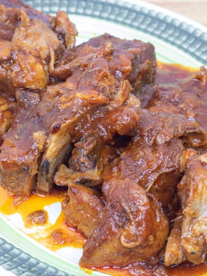 sweet and sour pork spareribs on a serving platter