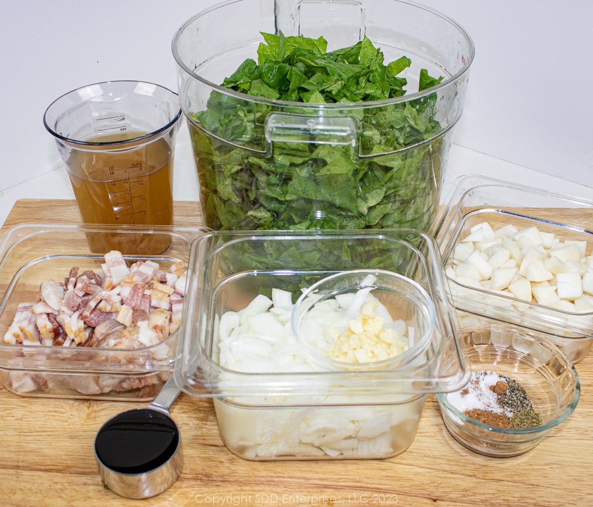 prepared ingredients for smothered turnip greens