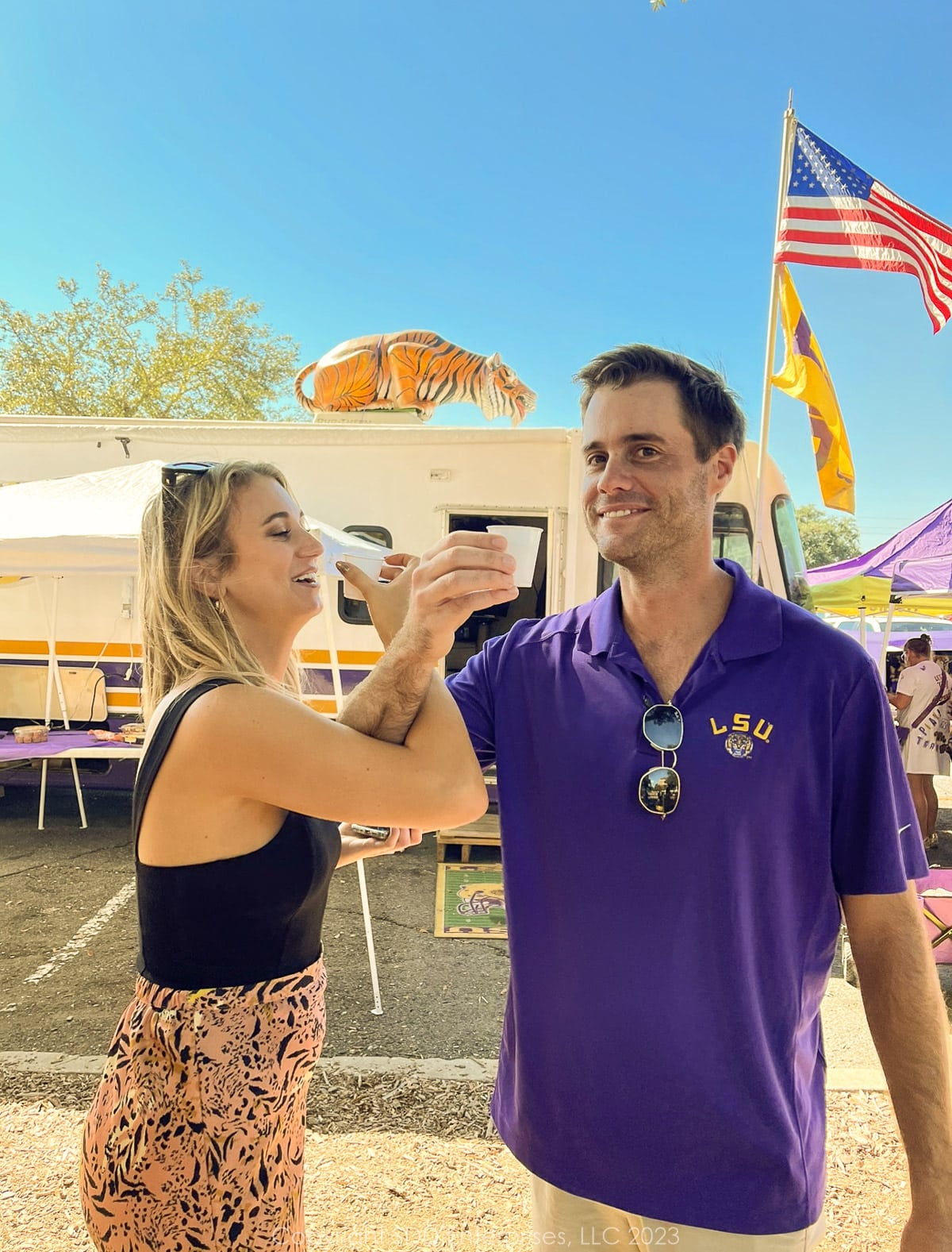 scene from a football tailgate party