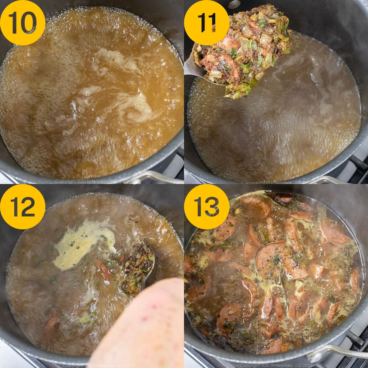 Steps for making gumbo.