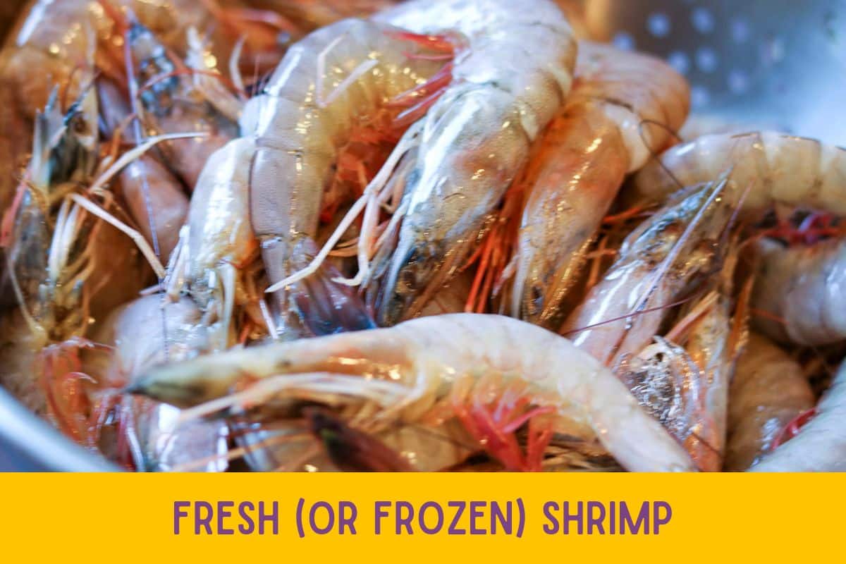 Fresh shrimp in a collander