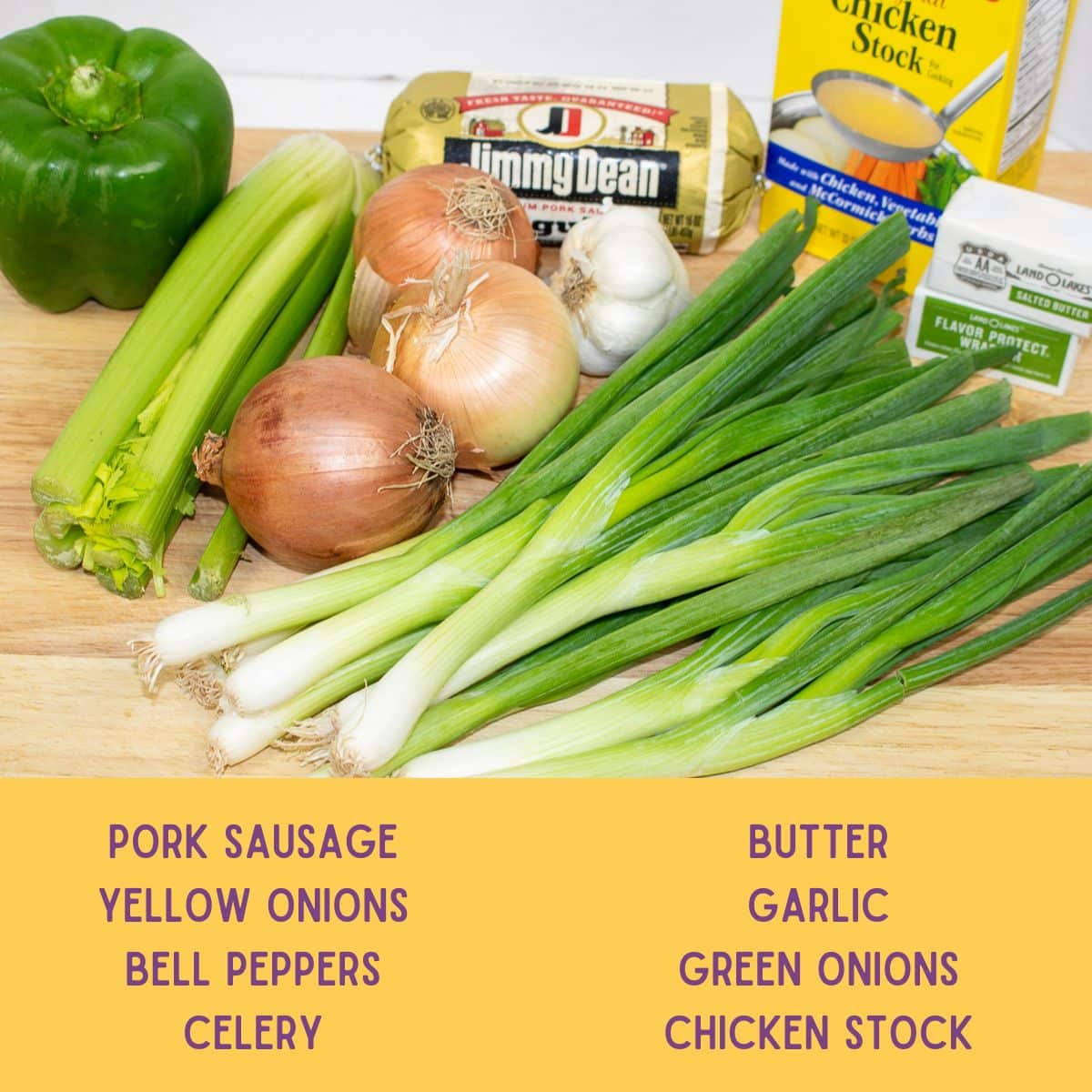 ingredients for cornbread dressing with sausage.