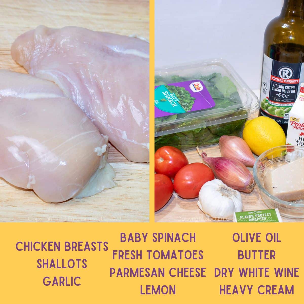 Ingredients for Creole Chicken Florentine.