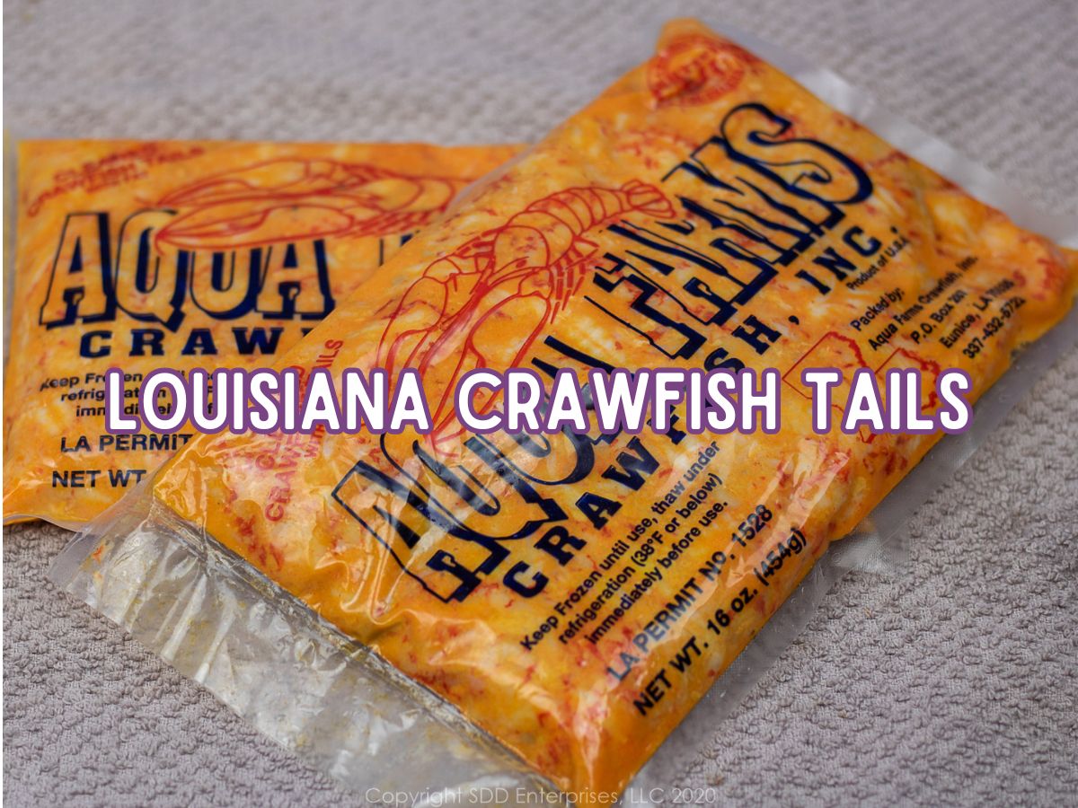 Two packages of frozen Louisiana Crawfish Tails.