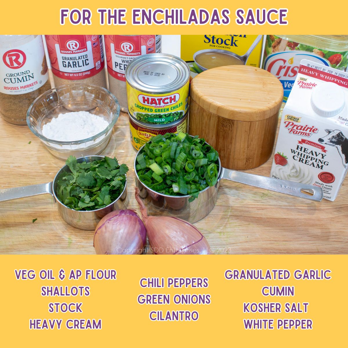 Ingredients for enchiladas sauce.
