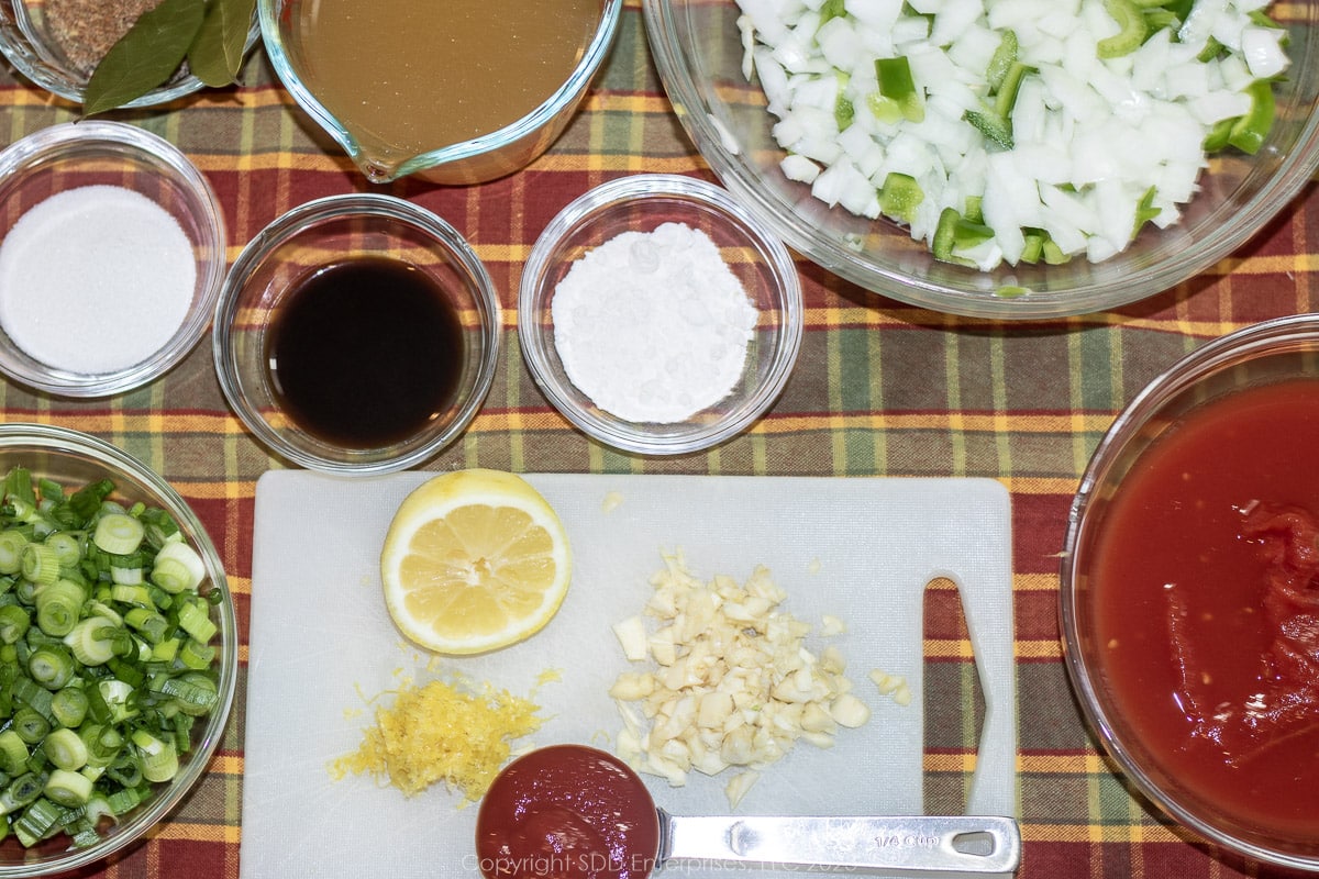 Prepared ingredients for Creole Sauce.