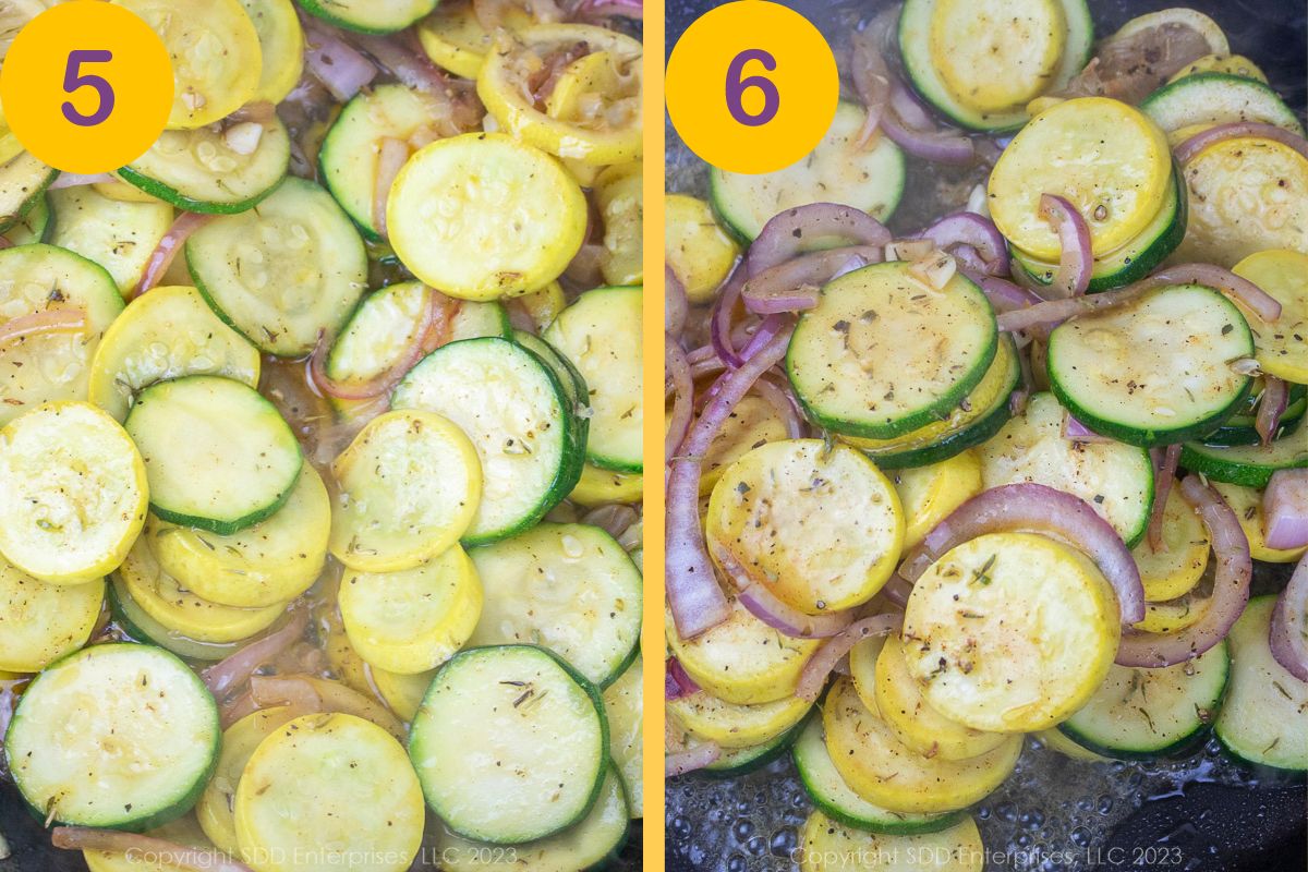 Steps in preparing yellow squash and zucchini.