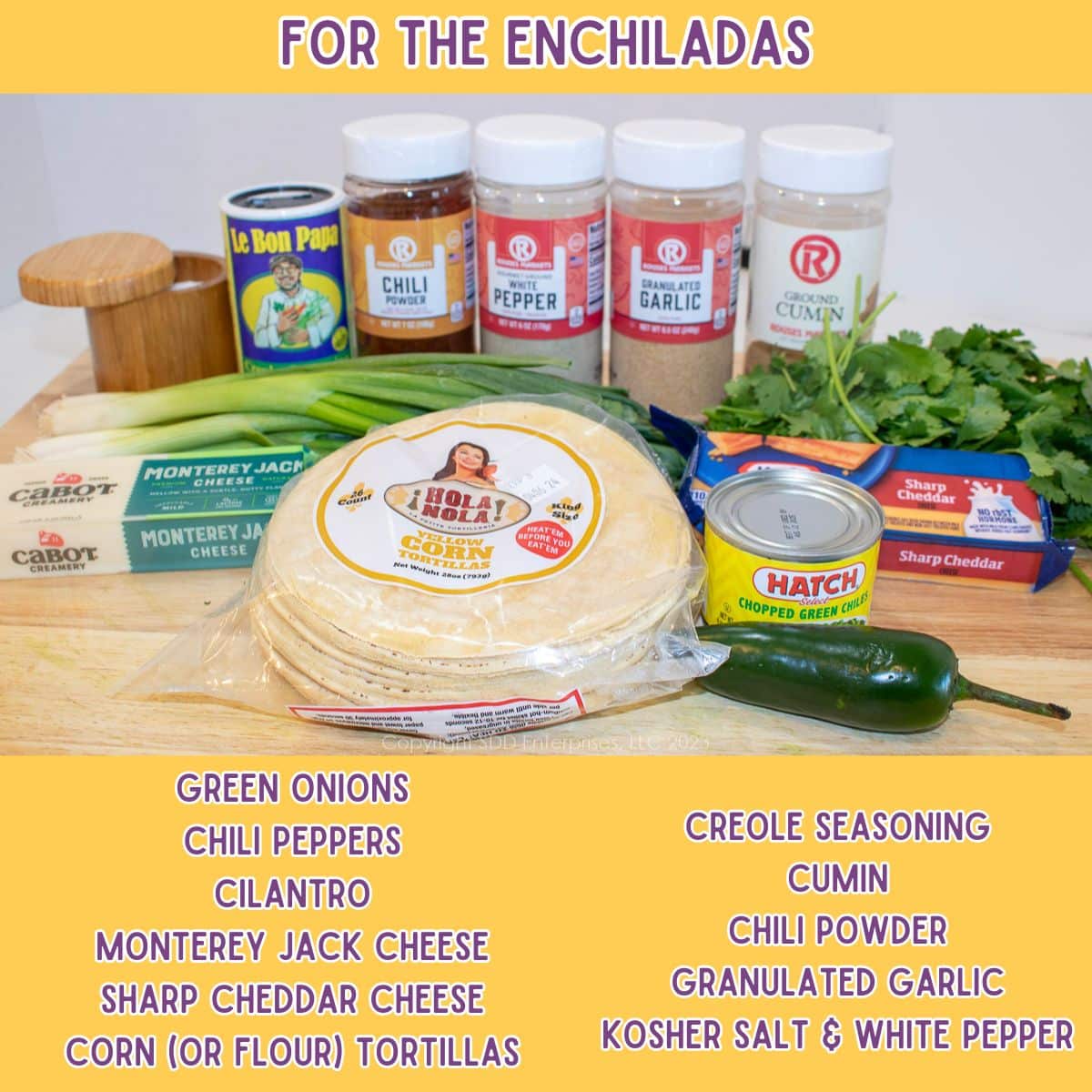 Ingredients for enchiladas.