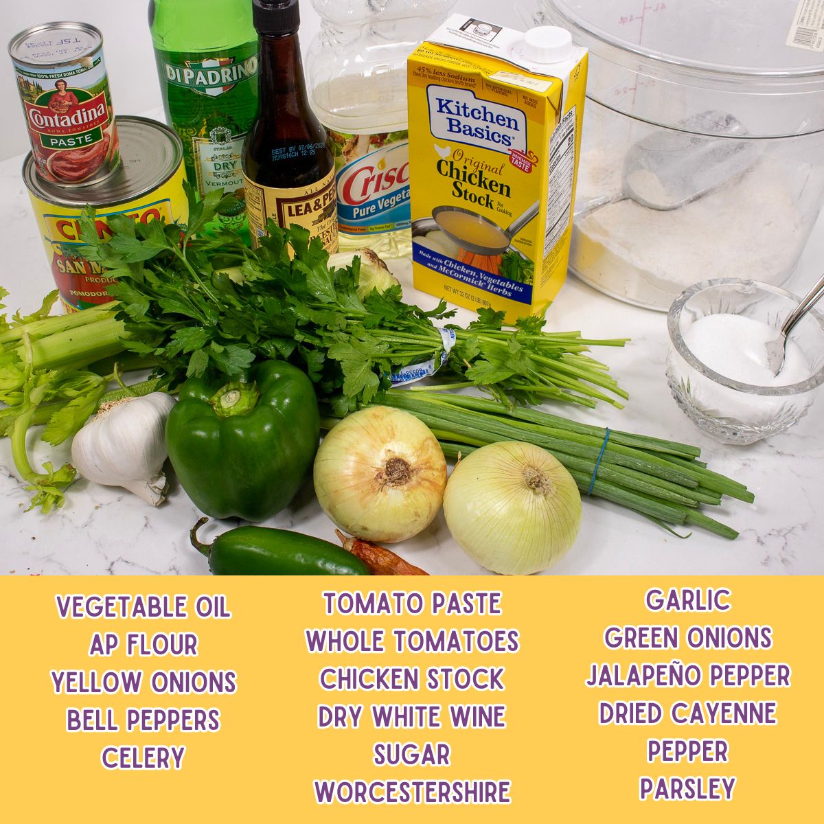 Ingredients for sauce piquante.