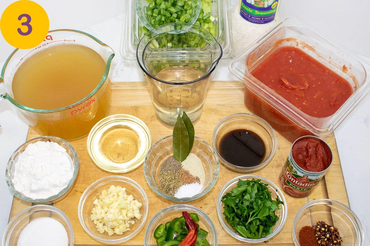 Prepared ingredients for sauce piquante.