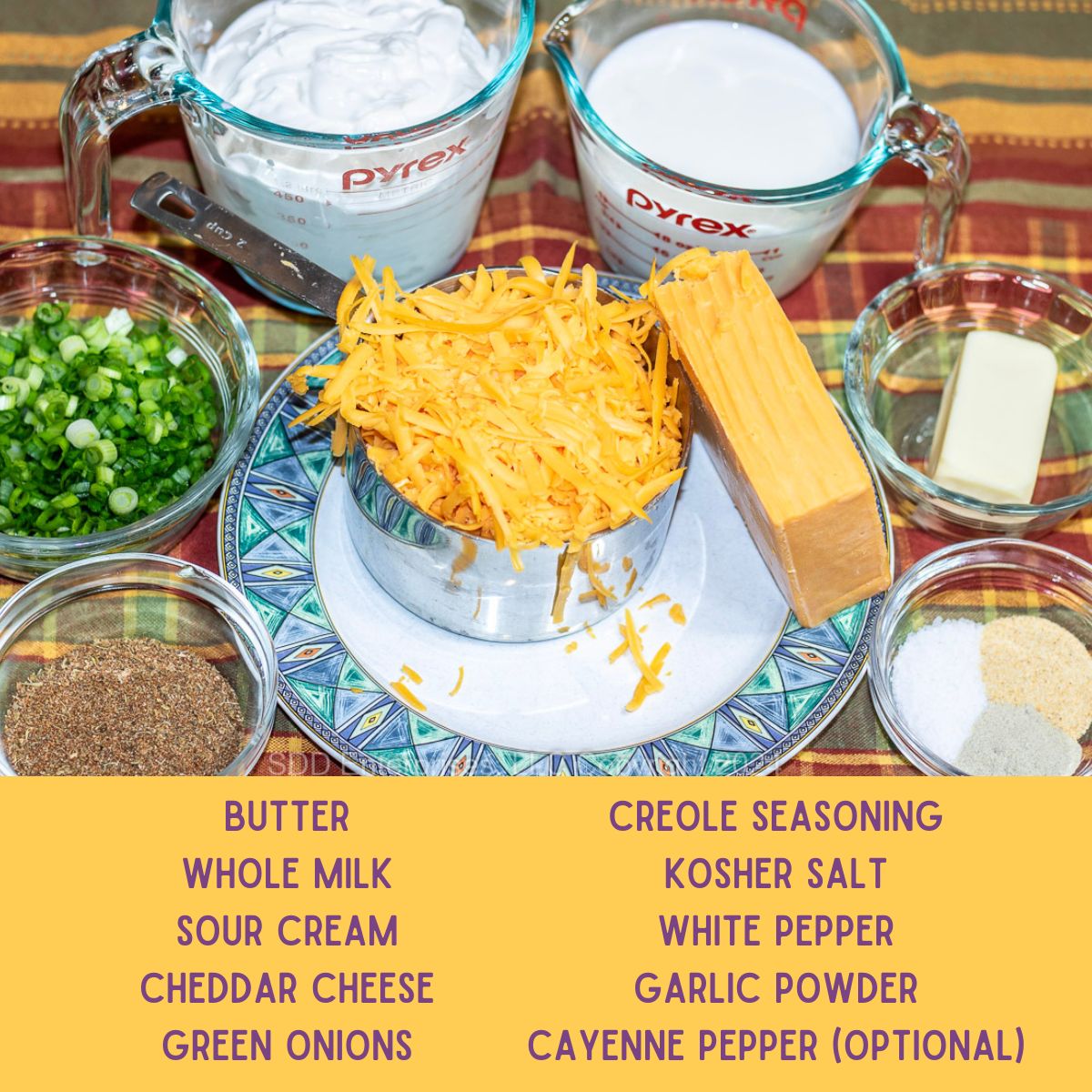 Ingredients for stuffed potatoes.