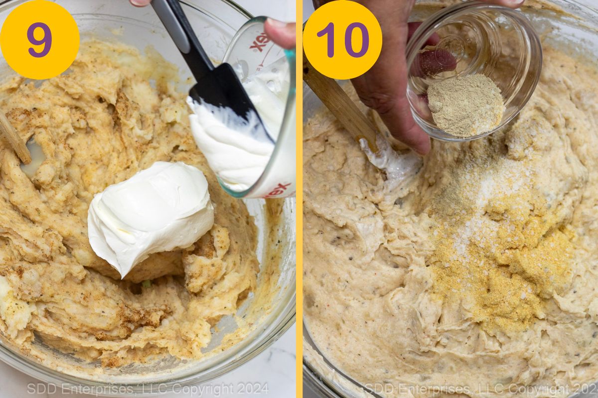 Steps to make filling for Twice Baked 
potatoes.