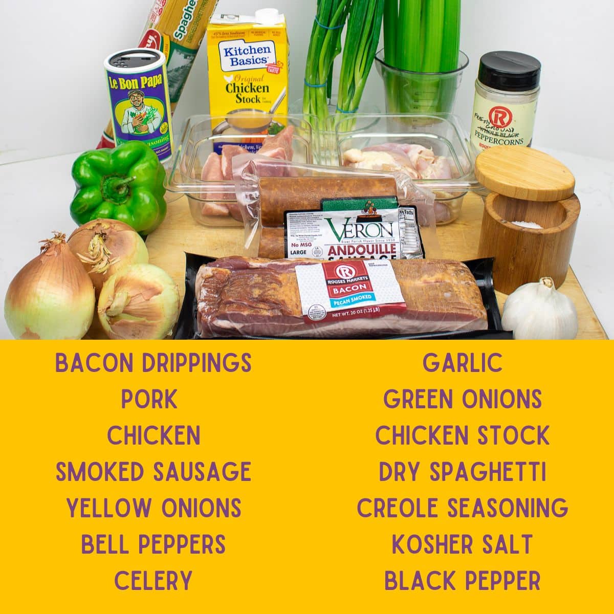 Ingredients for Pastalaya.