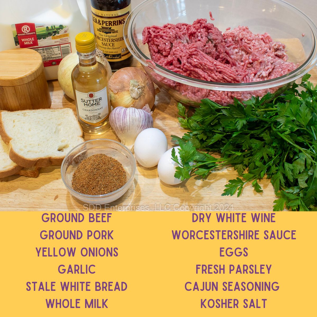 Ingredients for Cajun Meatballs.