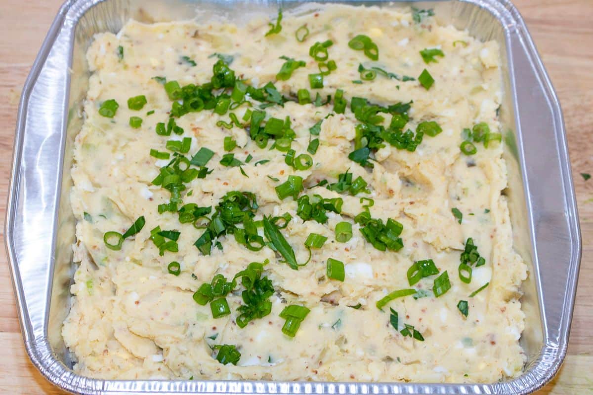 Cajun Potato Salad in a serving dish.