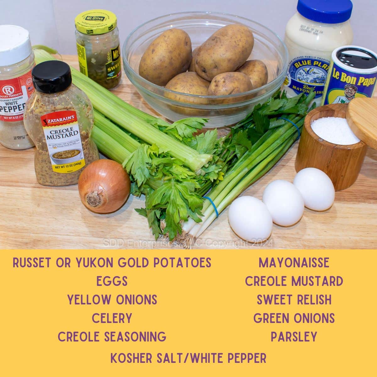Ingredients for Cajun Potato Salad.