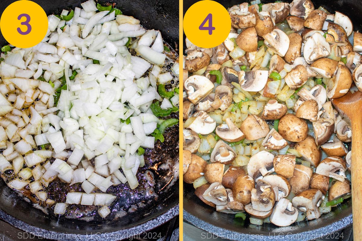 Sautéing vegetables in a Dutch oven.