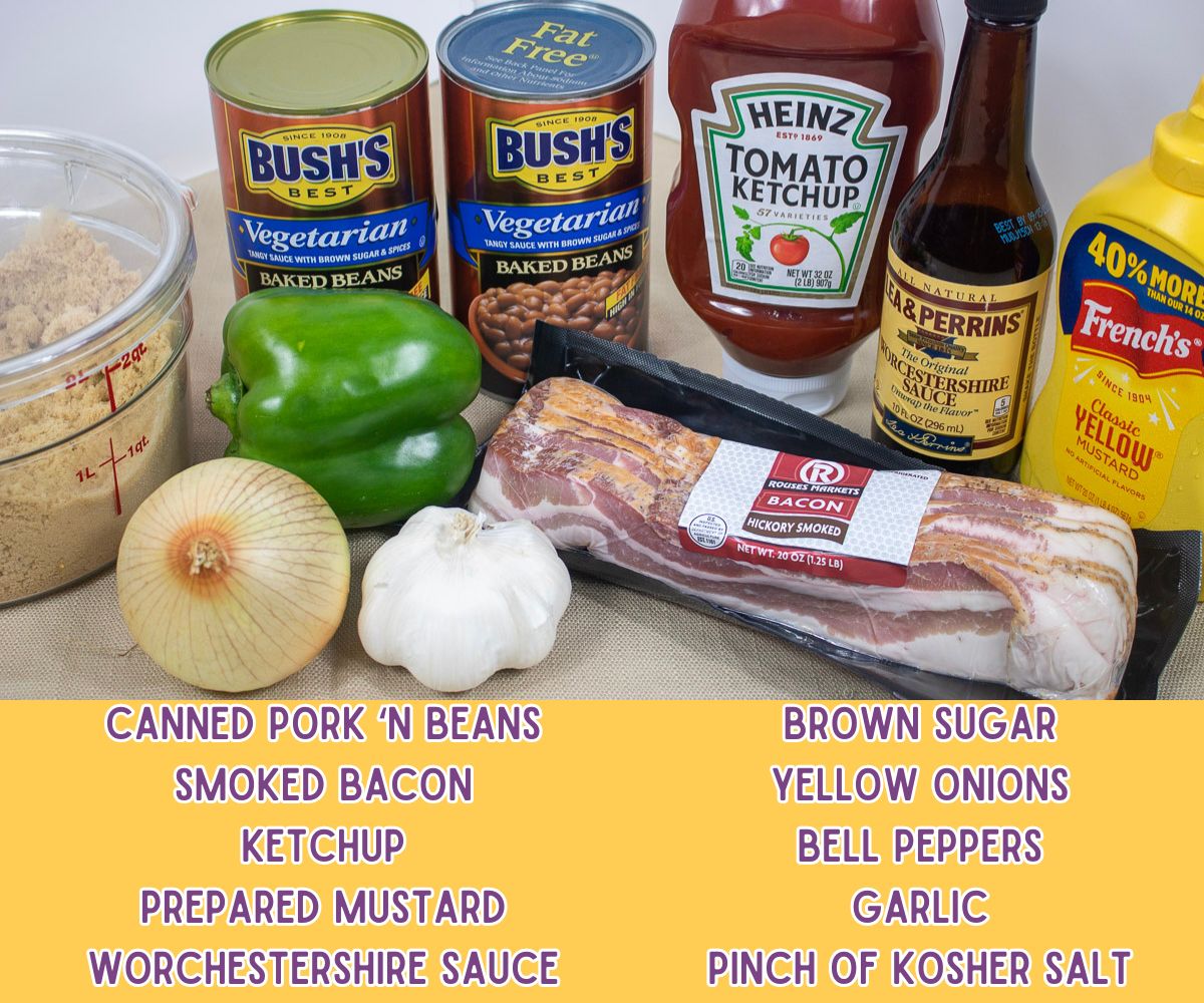 Ingredients to make Baked Beans.
