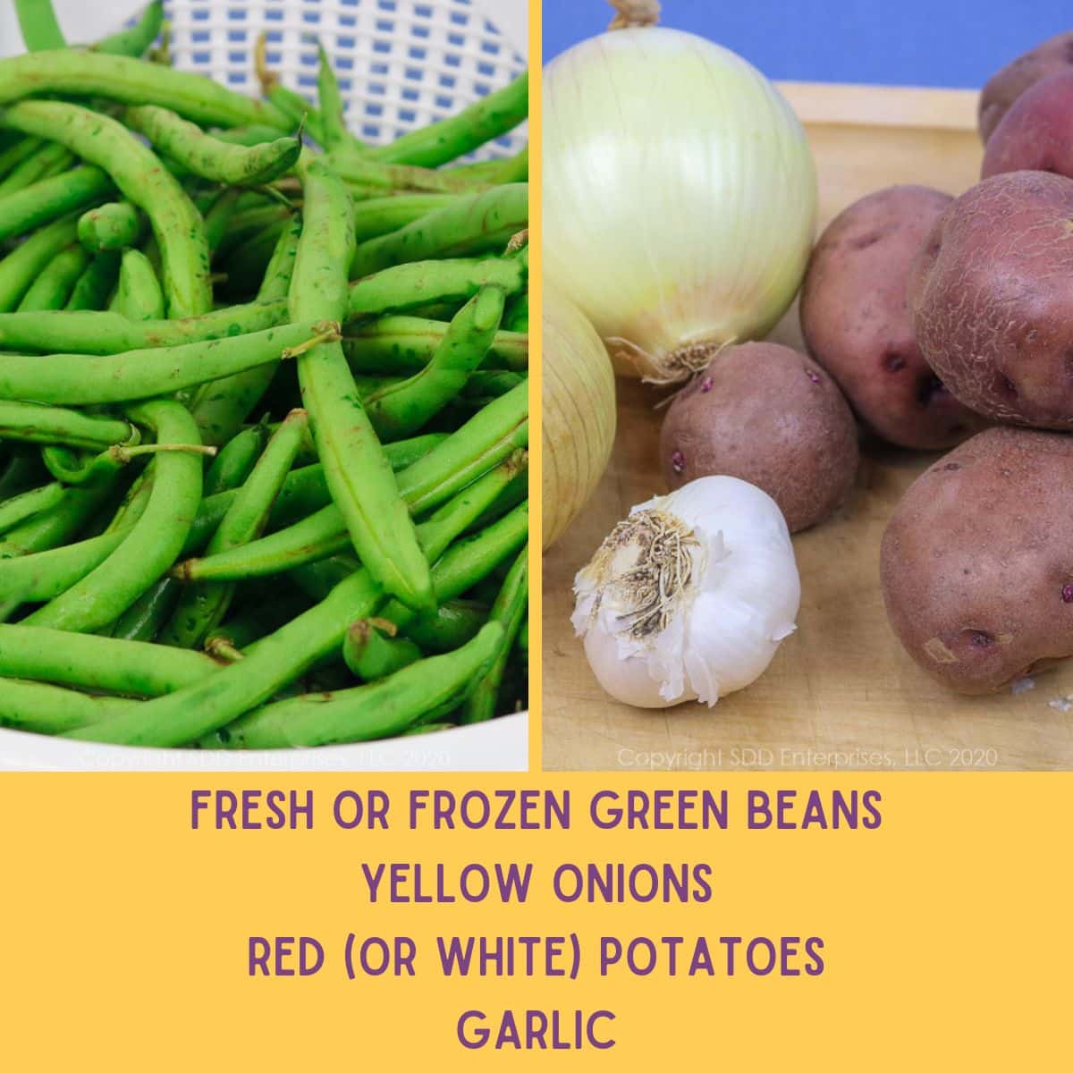 Ingredients for smothered green beans.